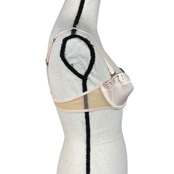 Honey Birdette SZ 34C Crystal Champagne Bra Underwire Demi Satin Adjustable New - Picture 4 of 12